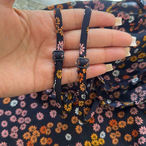 Loft Petite Navy Floral Ruffle Trim Cami Top SP - Picture 8 of 10